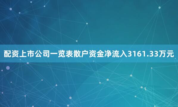 配资上市公司一览表散户资金净流入3161.33万元