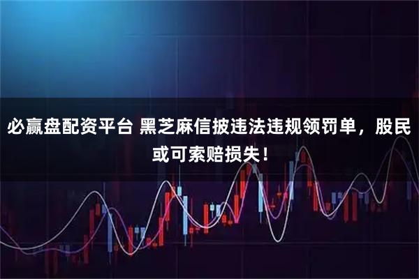 必赢盘配资平台 黑芝麻信披违法违规领罚单，股民或可索赔损失！